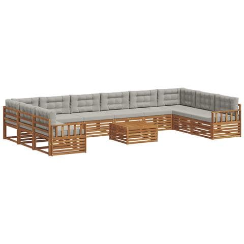 Set divani con cuscino 11 pcs Grigio Naturale e Chiaro - Foto 1