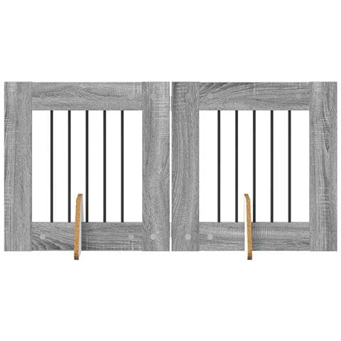 Cancello per cani con supporti 2 pcs Grigio Sonoma 60 x 60 cm - Foto 1