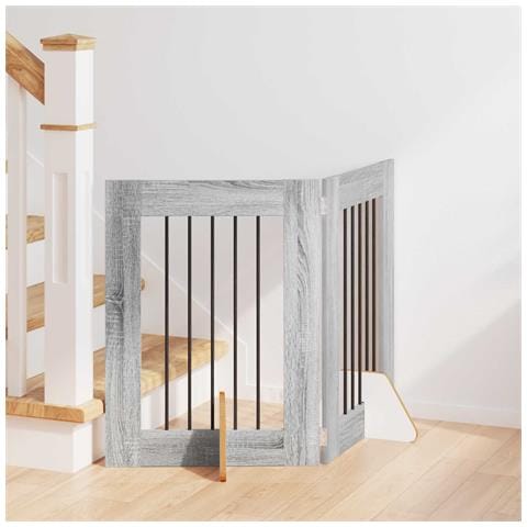 Cancello per cani con supporti 2 pcs Grigio Sonoma 60 x 60 cm - Foto 2