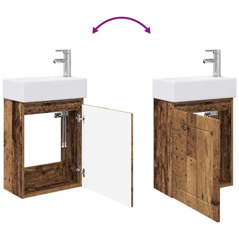 Mobile bagno con rubinetto Legno antico 45,5 x 25,5 x 84 cm - Foto 9