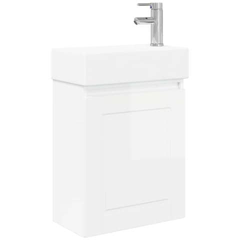 Mobile bagno con rubinetto Bianco Lucido 45,5 x 22,5 x 84 cm - Foto 1
