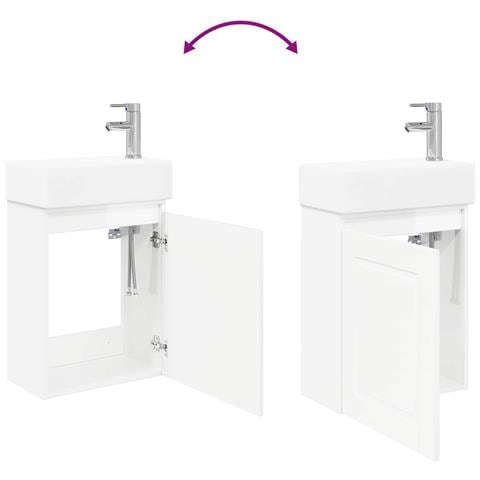 Mobile bagno con rubinetto Bianco Lucido 45,5 x 22,5 x 84 cm - Foto 9