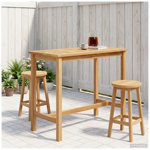 Tavolo da bar Naturale 110 x 60 x 105 cm Teak massello - Foto 2