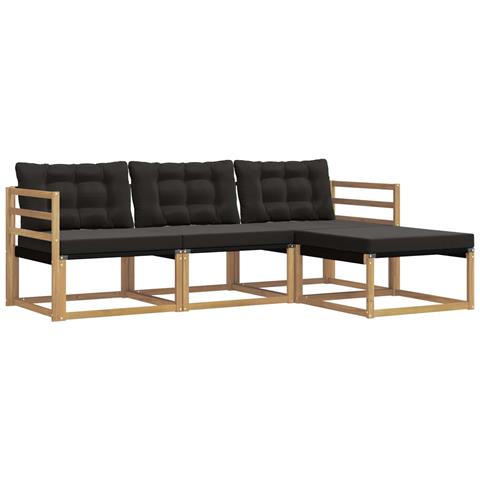 Set di divani da esterno con cuscino 4 pcs Bianco e Nero - Foto 1