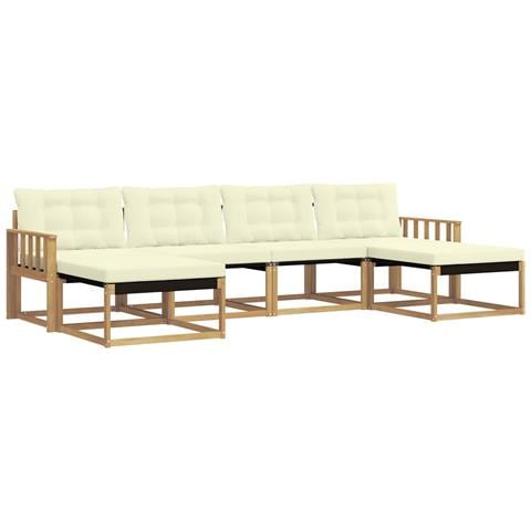 Set di divani da esterno con cuscino 6 pcs Bianco e Crema - Foto 1