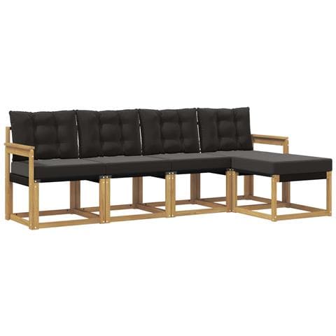 Set di divani da esterno con cuscino 5 pcs Bianco e Nero - Foto 1