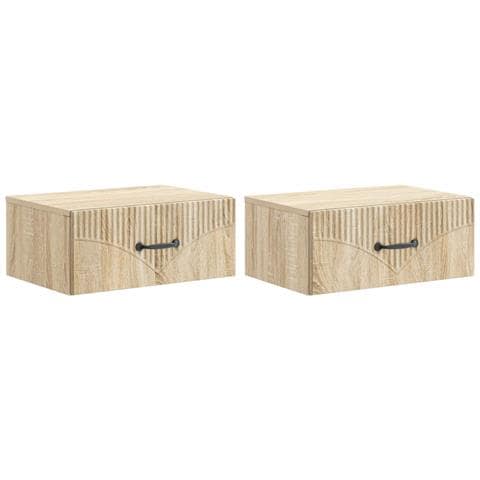 Mobiletto da notte a muro 2 pcs Rovere Sonoma 49 x 34,5 x 20 cm - Foto 1
