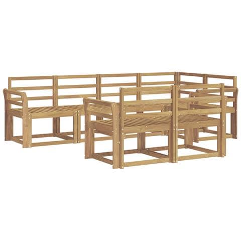 Set di divani da esterno 7 pcs Bianco Legno di Acacia Massello - Foto 1