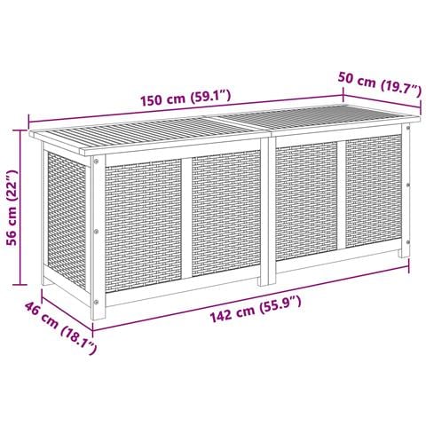 Scatola di Stoccaggio per Giardino 185 L 150 x 50 x 56 cm Beige - Foto 9