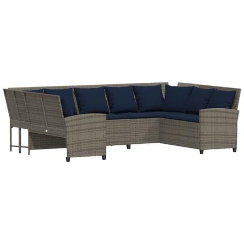 Divano da Giardino con Cuscini in Polyrattan Grigio - Foto 1