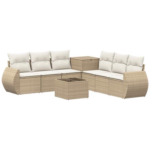 Set di divani 8 pz Beige e Bianco Crema - Foto 1