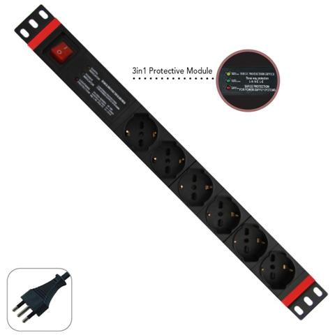 Multipresa Rack 19" 6 X Ita / Schuko Protez. Sovraccarico - Foto 1