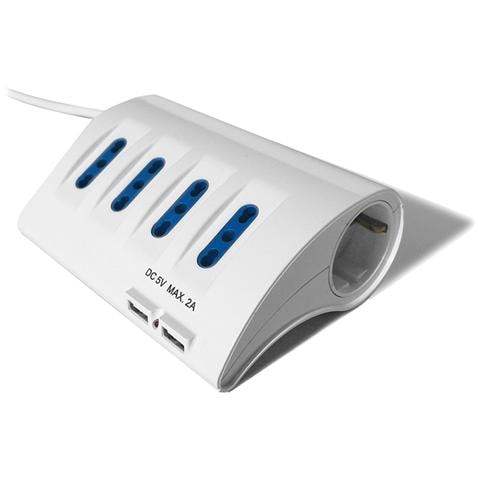 Mutlipresa Da Scrivania 4 Prese Ita, 2 Ita / Schuko - 2 Usb - Foto 2