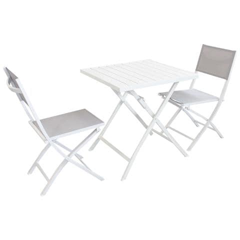 Abelus - Set Tavolo Da Giardino Pieghevole Salvaspazio In Alluminio 70 X 70 Compreso Di 2 Sedie In Alluminio E Textilene - Foto 1