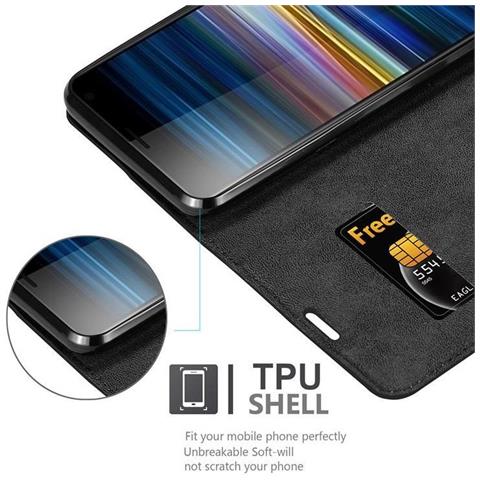 Custodia Compatibile Con Sony Xperia 10 Plus In Nero Di Notte - Coperchio Protettiva Con Chiusura Magnetica, Funzione Stand E Tasca Per Le Carte - Foto 2