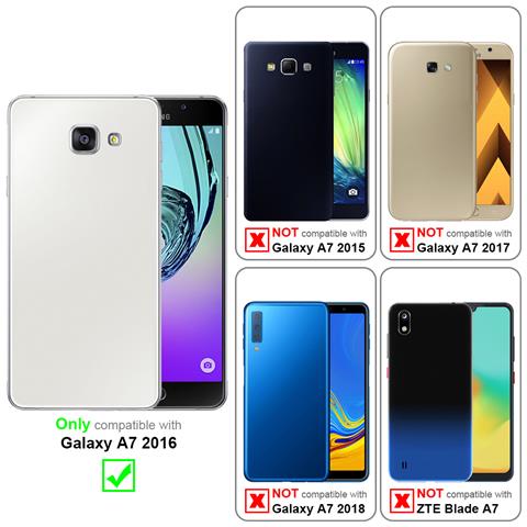 Custodia Compatibile Con Samsung Galaxy A7 2016 In Blu Scuro Nero - Coperchio Protettiva Con Chiusura Magnetica, Funzione Stand E Tasca Per Le Carte - Foto 10