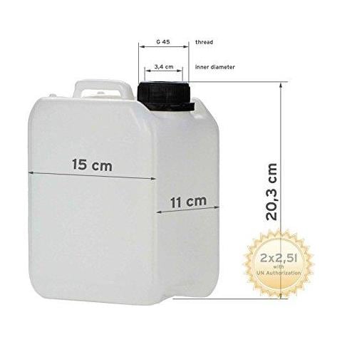 2x 2.5 L Scatola Metallica Fatta Da Hdpe Din 45 Mm Cap E Certificazione Delle Nazioni Unite Bombola Acqua Cibo-safe - Foto 2