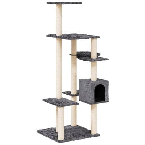 Albero Per Gatti Con Tiragraffi In Sisal Grigio Scuro 142 Cm - Foto 1