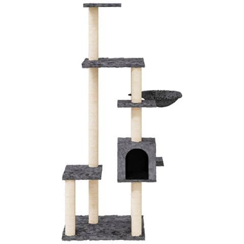 Albero Per Gatti Con Tiragraffi In Sisal Grigio Scuro 142 Cm - Foto 2
