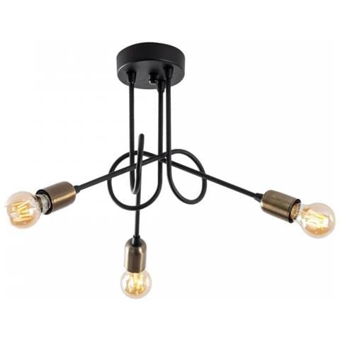 Lampadario L. 46 X H. 32 Cm In Metallo Nero Di Design - Hannah - Foto 5