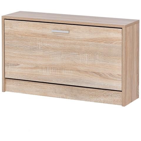 Panca Portascarpe Con Seduta FineBuy 120 Cm - Rovere, Rattan E Cuscino Grigio - Corridoio E Ingresso - 2