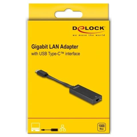 DeLOCK Adattatore USB Type-C da Gigabit LAN slim, RJ-45, USB C, 0,09 m, Nero - Foto 2