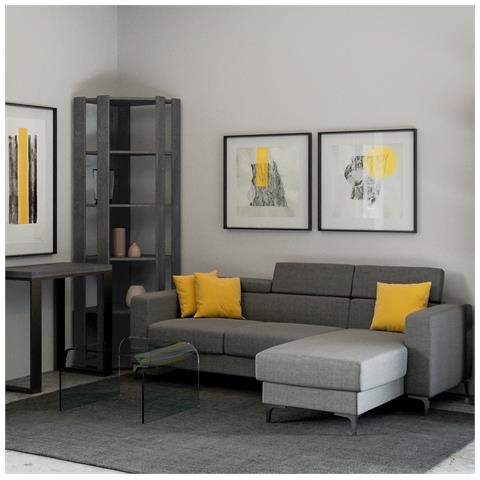 Libreria Kato Angolo B Cemento 6r 4 Fasce Lunghe + 2 Fasce Retro - Foto 3