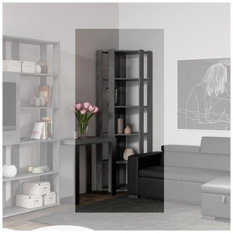 Libreria Kato Angolo B Cemento 6r 4 Fasce Lunghe + 2 Fasce Retro - Foto 2