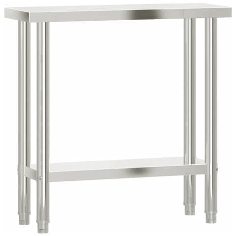 Tavolo Da Lavoro Da Cucina 82,5x30x85cm In Acciaio Inossidabile - Foto 2