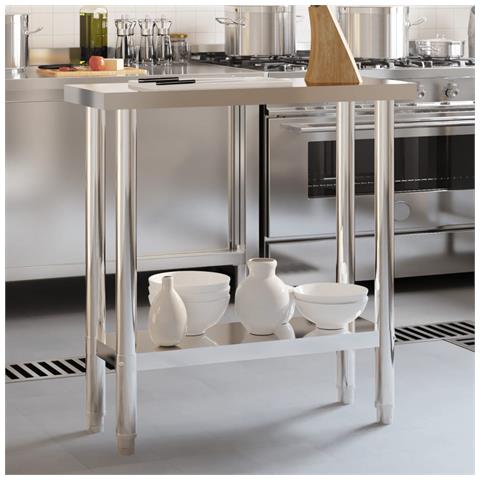 Tavolo Da Lavoro Da Cucina 82,5x30x85cm In Acciaio Inossidabile - Foto 1