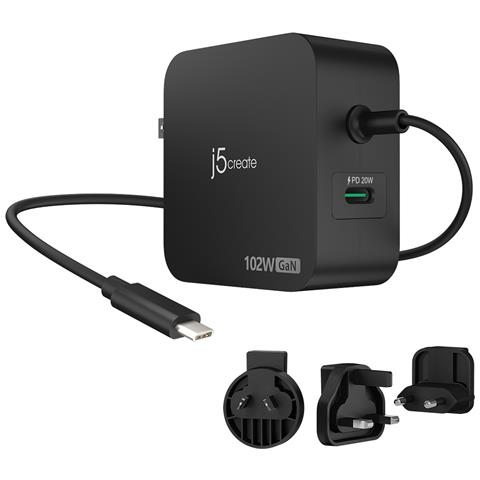 Caricatore GaN PD USB-C a 2 porte da 102 W con spine CA intercambiabili - Foto 1