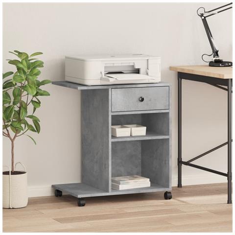 Supporto Per Stampante Con Ruote Grigio Cemento 60x40x68,5 Cm - Foto 3