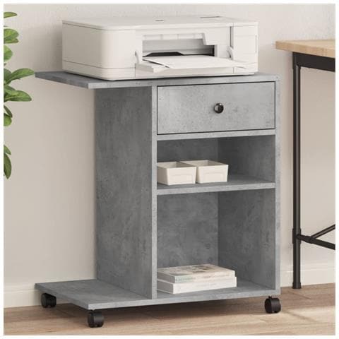 Supporto Per Stampante Con Ruote Grigio Cemento 60x40x68,5 Cm - Foto 1