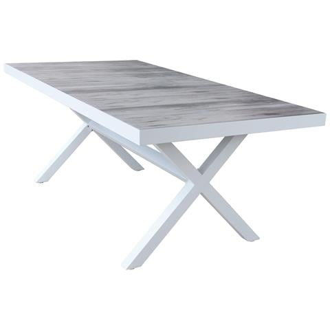 Tavolo Rettangolare Da Esterno Con Struttura In Alluminio E Piano In Ceramica Effetto Legno Lagon - Foto 1