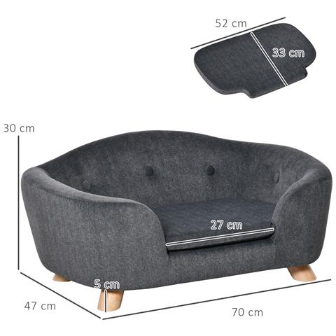 Cuccia Per Cani Di Taglia Piccola (max 10kg) Con Cuscino Lavabile, 70x47x30cm - Grigio Antracite - Foto 6