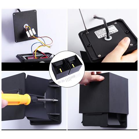 Applique Led Cob Lampada Parete 20w Quadrato Nero Naturale Interno Esterno 18 - Foto 4