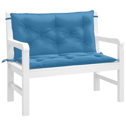 Cuscini Panca Giardino 2pz Blu Mélange 100x50x7cm Tessuto - Foto 1