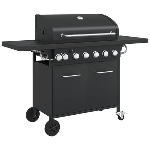 Griglia Barbecue a Gas con 7 Bruciatori Nero in Acciaio - Foto 1