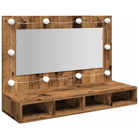 Mobile A Specchio Con Led Legno Antico 90x31,5x62 Cm - Foto 2