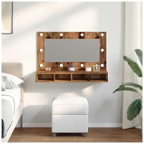 Mobile A Specchio Con Led Legno Antico 90x31,5x62 Cm - Foto 3