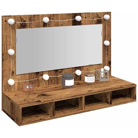 Mobile A Specchio Con Led Legno Antico 90x31,5x62 Cm - Foto 1