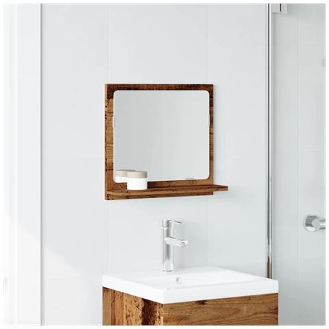 Mobile Da Bagno Con Specchio Legno Antico 40x11x37cm Truciolato - Foto 3
