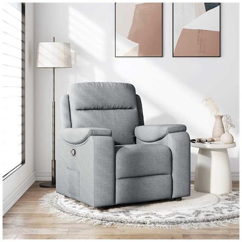 Poltrona Reclinabile In Tessuto Grigio Chiaro - Foto 1