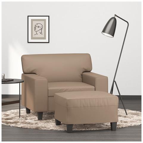 Poltrona Con Poggiapiedi Cappuccino 60 Cm In Similpelle - Foto 1