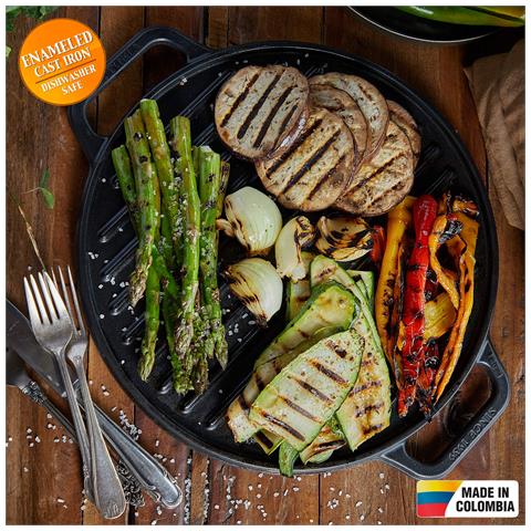 38007 Bistecchiera Ghisa Smaltata Piastra Per Grigliare Reversibile 32cm Senza Ptfe Nero - Foto 2