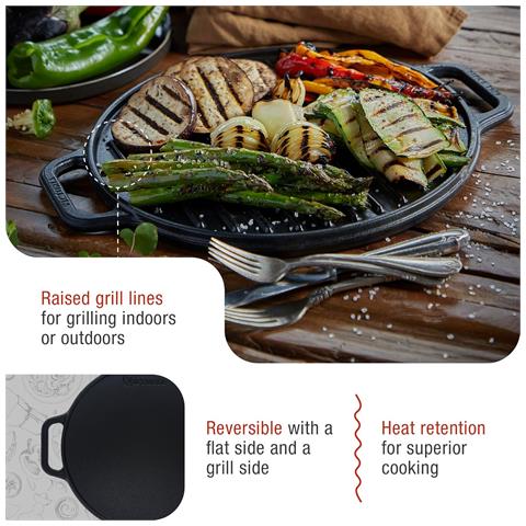 38007 Bistecchiera Ghisa Smaltata Piastra Per Grigliare Reversibile 32cm Senza Ptfe Nero - Foto 8
