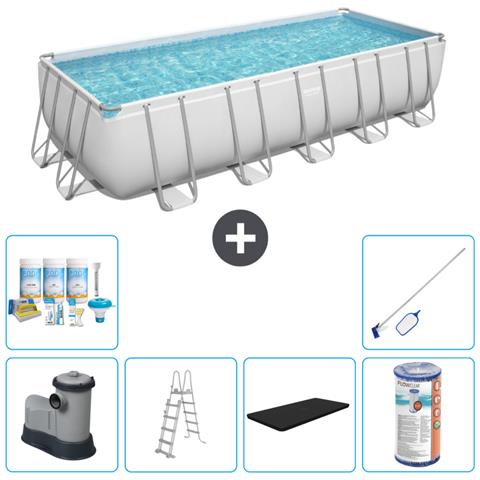 Piscina Fuori Terra - Rettangolo - 640x274x132 Cm - Grigio - Include Accessori Coordinati Cb32 - Foto 1