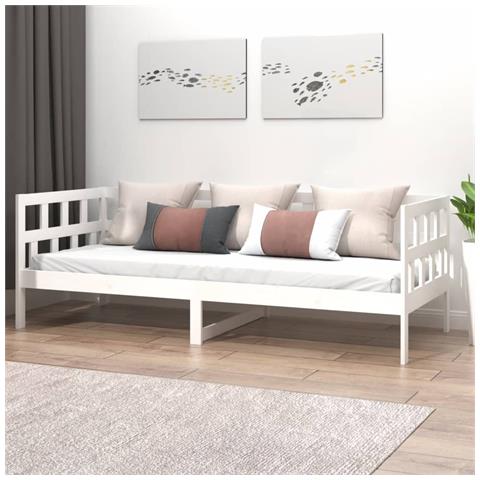 Lusso Casadino -  Dormeuse Bianca In Legno Massello Di Pino 80x200 Cm - Foto 8