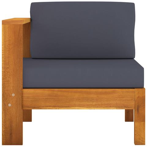 Lusso Casadino - Divano Centrale Con 1 Bracciolo Grigio Scuro Massello D'acacia - Foto 1