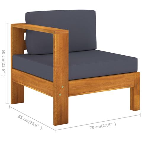 Lusso Casadino - Divano Centrale Con 1 Bracciolo Grigio Scuro Massello D'acacia - Foto 5